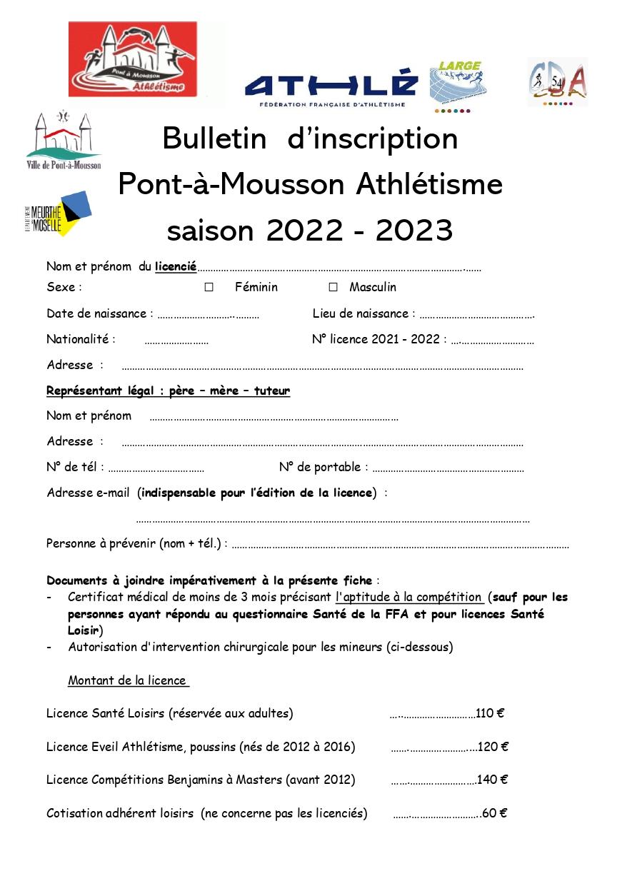 Bulletin d inscription 2022 2023 page 0001
