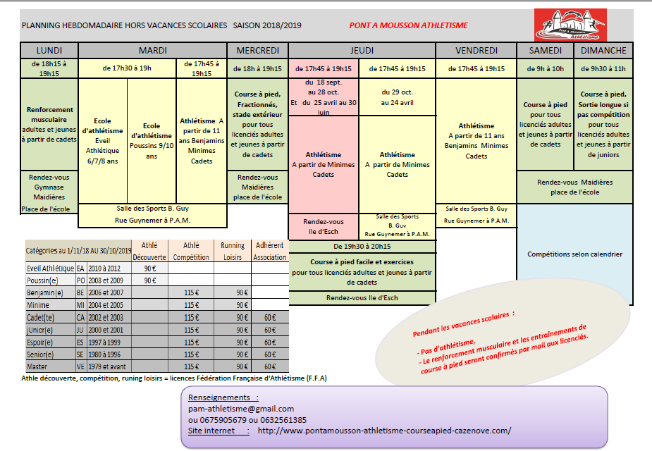 Planning pam athletisme 2018 2020