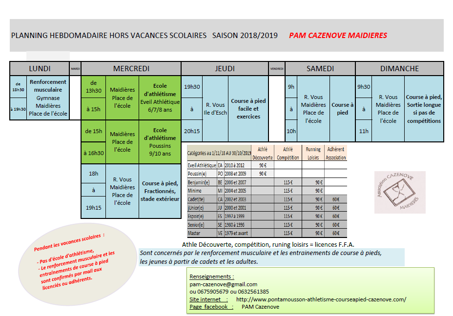 Planning pam cazenove 2018 2019